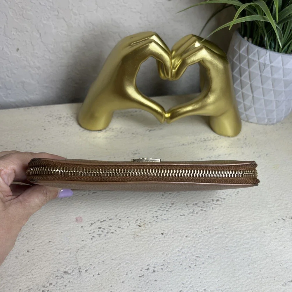 Tory Burch Zip Around Cognac Brown Long Wallet Leather Brown Woman’s Classic